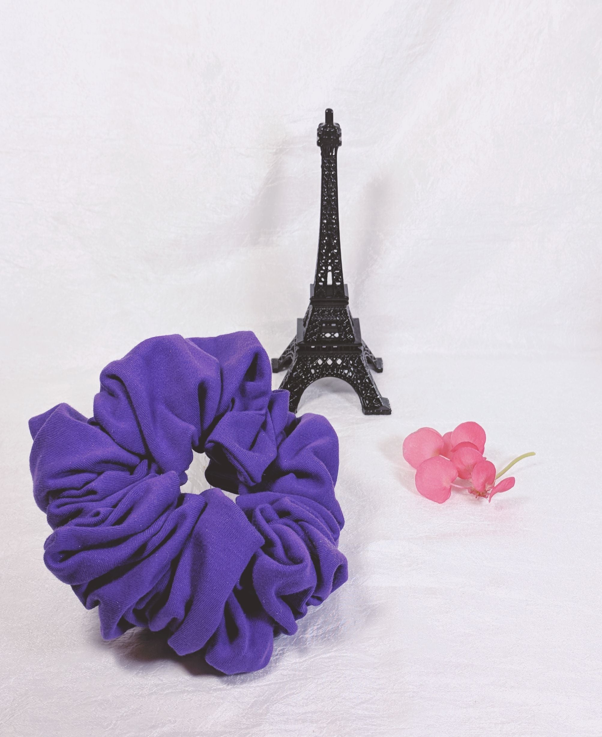 Purple Cotton Jersey Hair Scrunchies - Jumbo