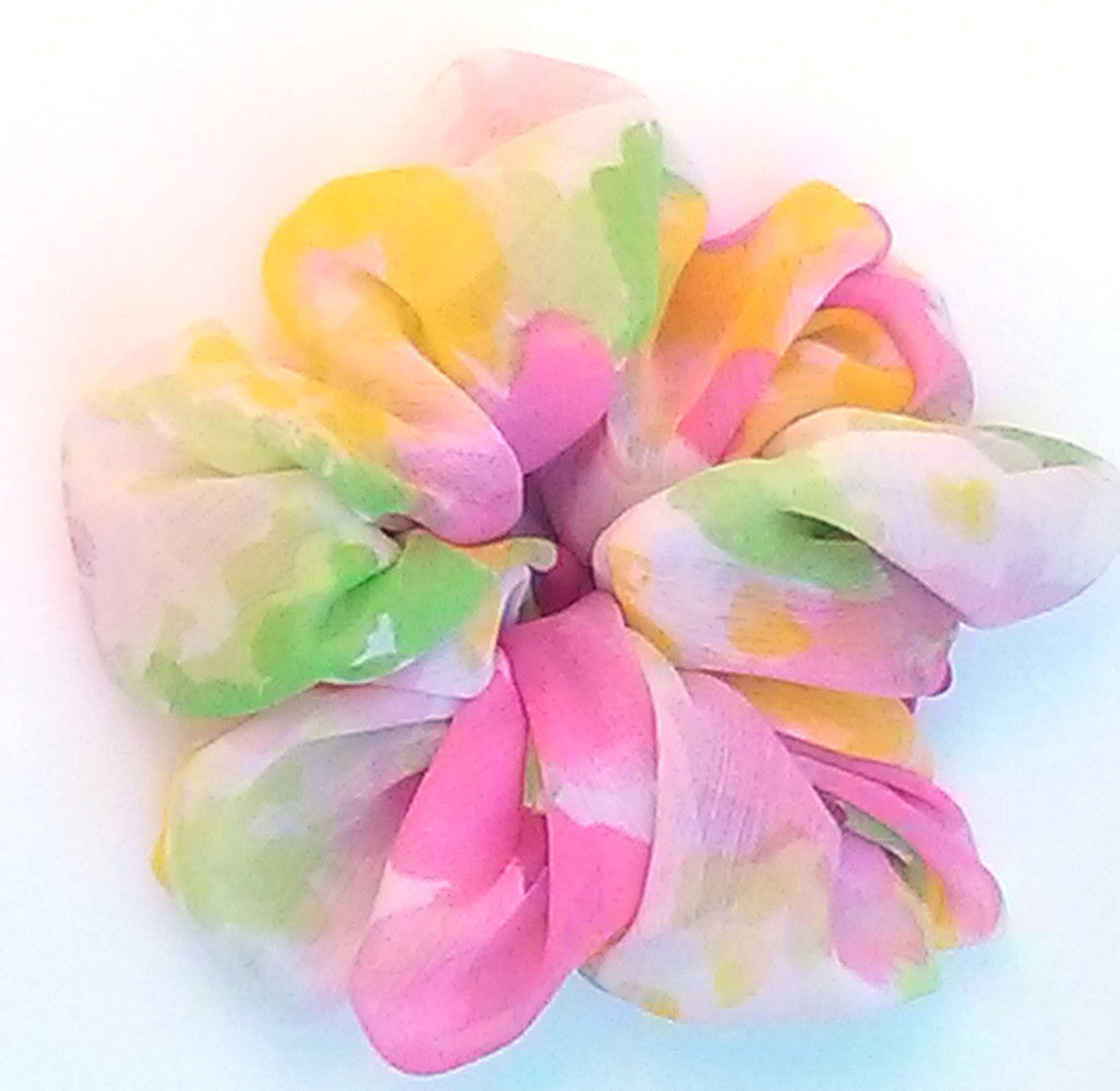 Spring MultiFloral Chiffon Scrunchy - Jumbo
