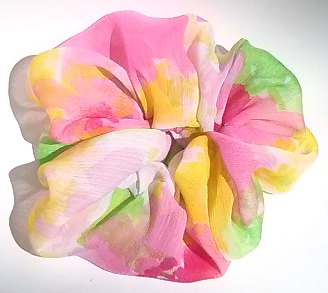 Spring MultiFloral Chiffon Scrunchy - Large
