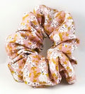 Clay Pink Floral Triple Georgette Hair Scrunchies - Regular
