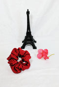 Red Silk Crepe de Chine Hair Scrunchy - Small
