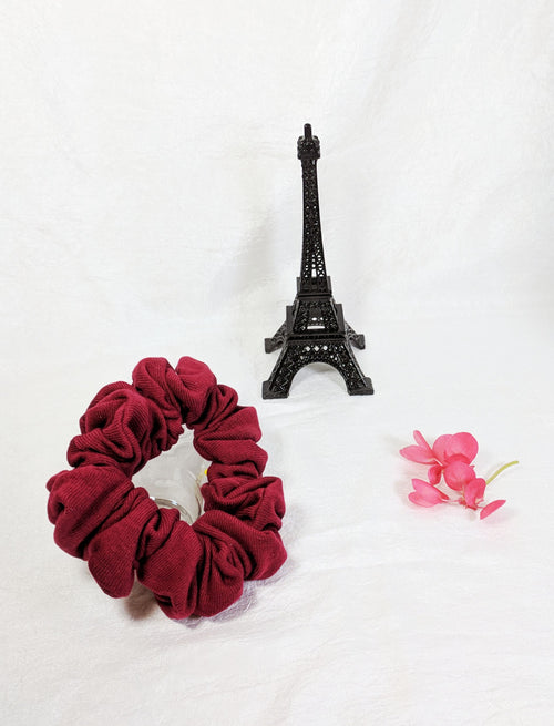 Burgundy Jersey Hair Scrunchies - Full