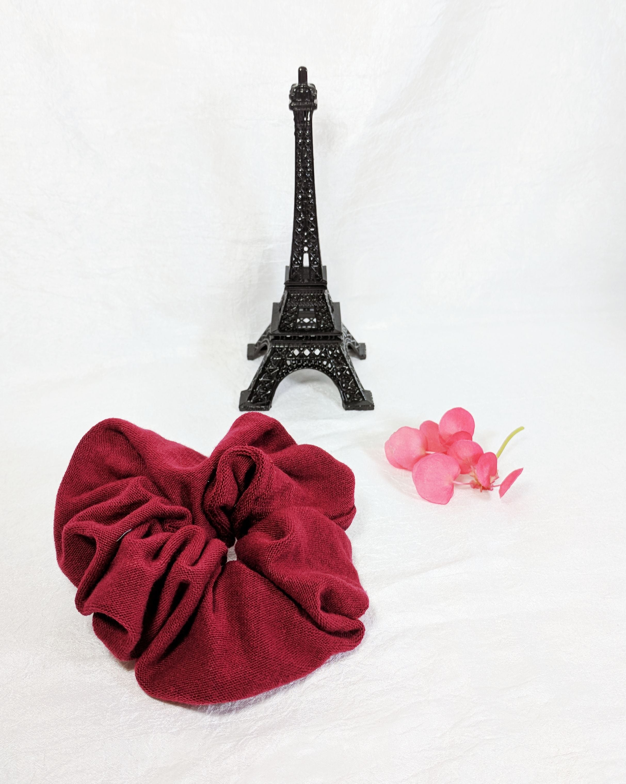 Burgundy Jersey Hair Scrunchies - Large