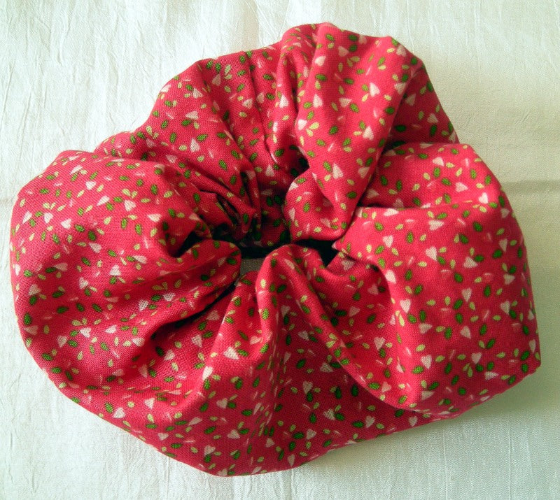 Red Print Cotton Scrunchy - Large