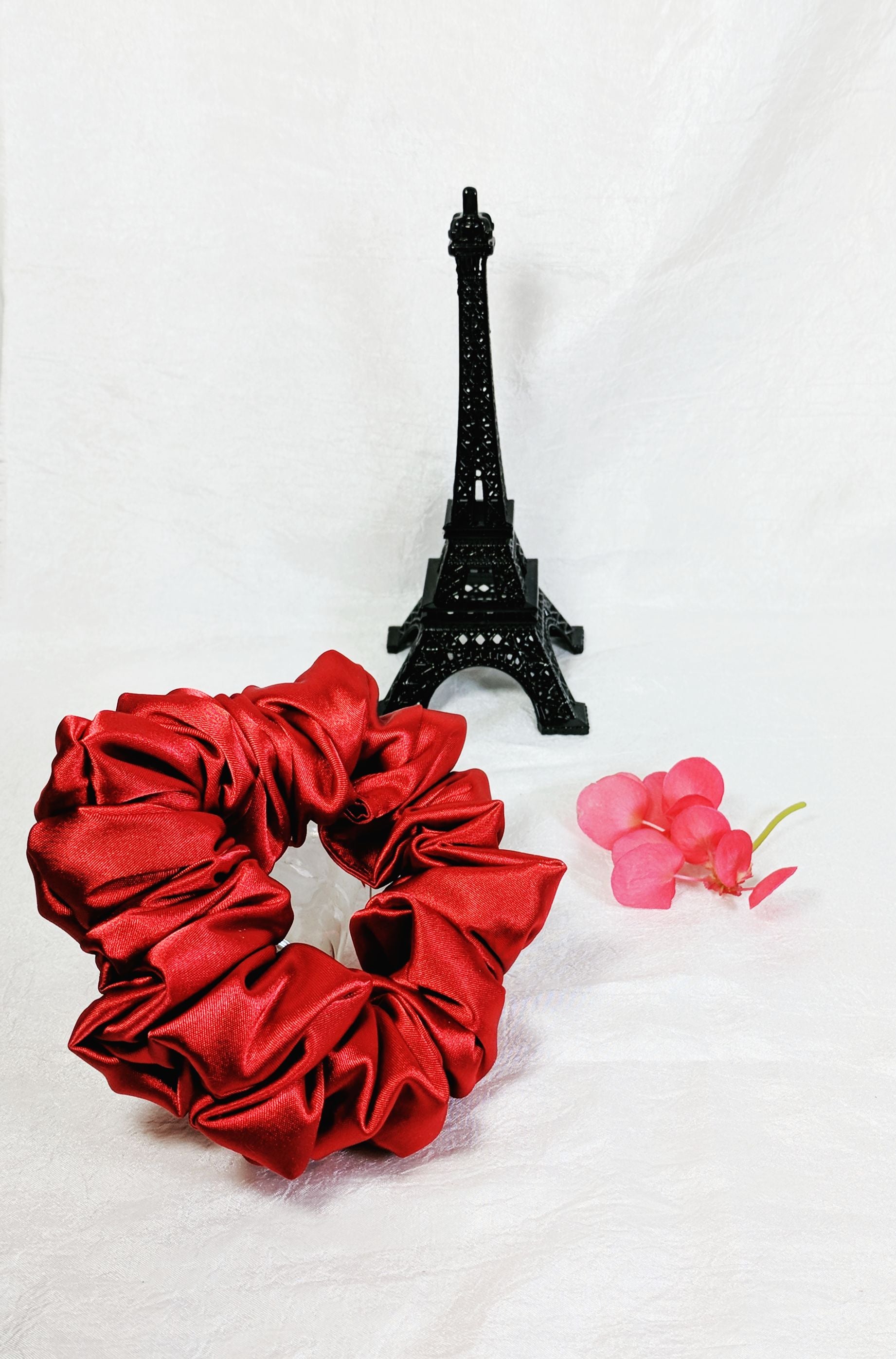 Red Satin Hair Scrunchy - Full