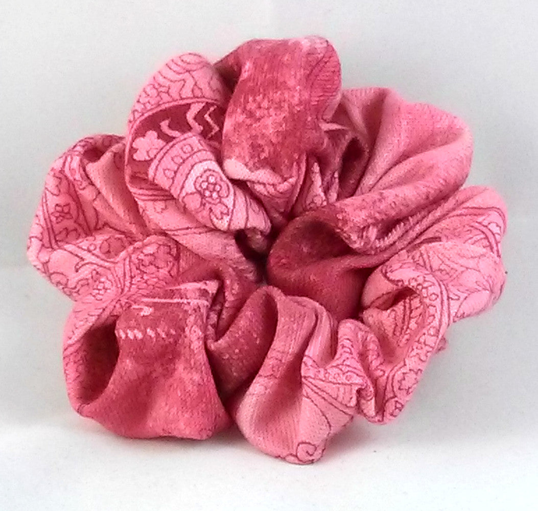 Pink Paisley Jersey Hair Scrunchies - Regular