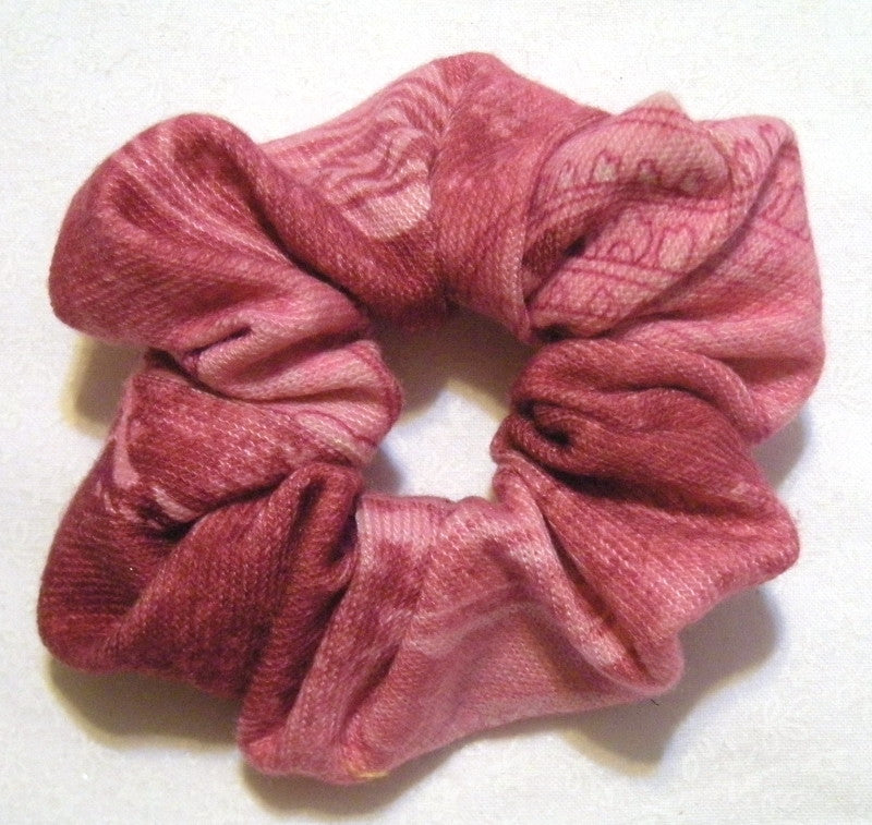 Pink Paisley Jersey Hair Scrunchies - Small