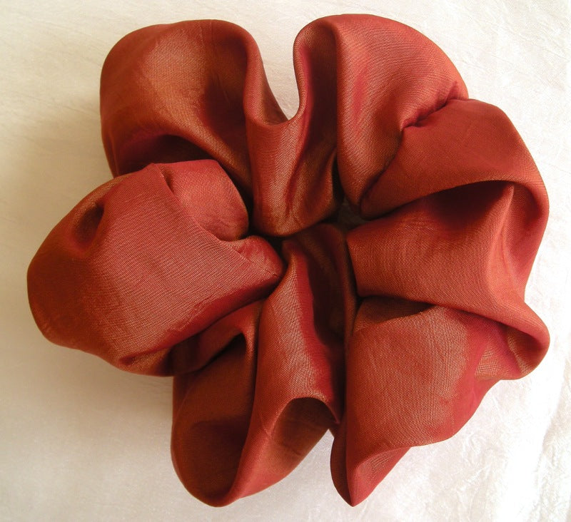 Rust Taffeta Hair Scrunchy - Large