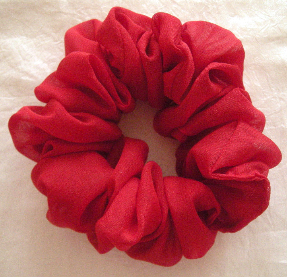 Red Chiffon Hair Scrunchy - Full