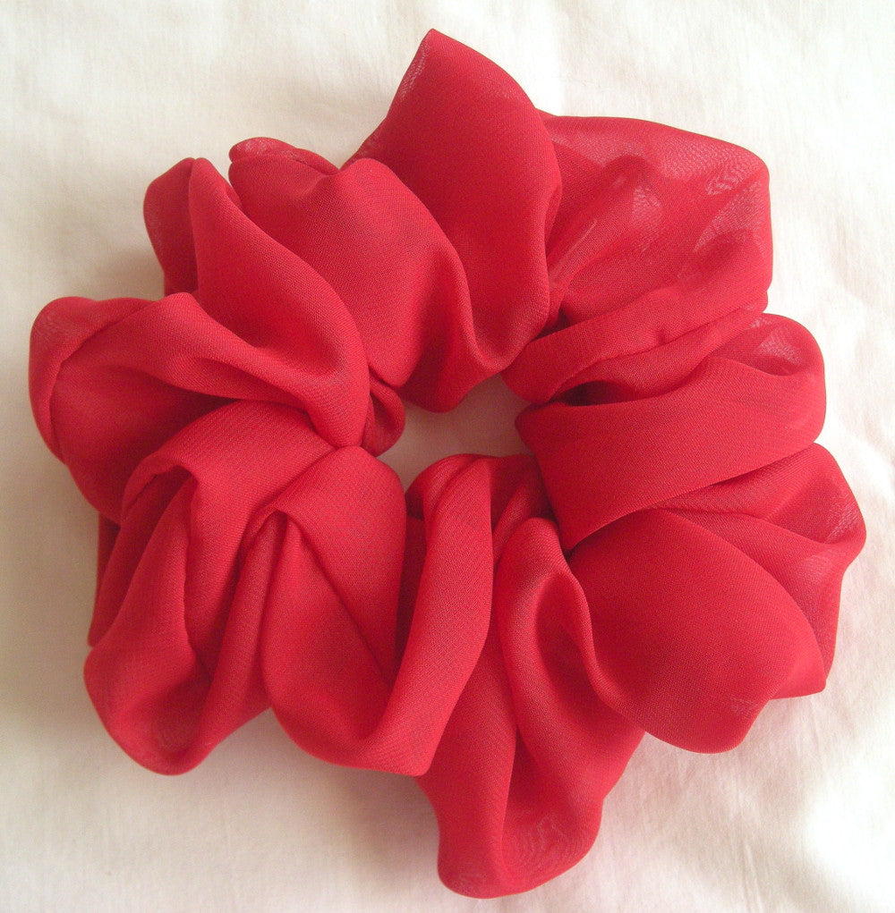 Red Chiffon Hair Scrunchy - Jumbo