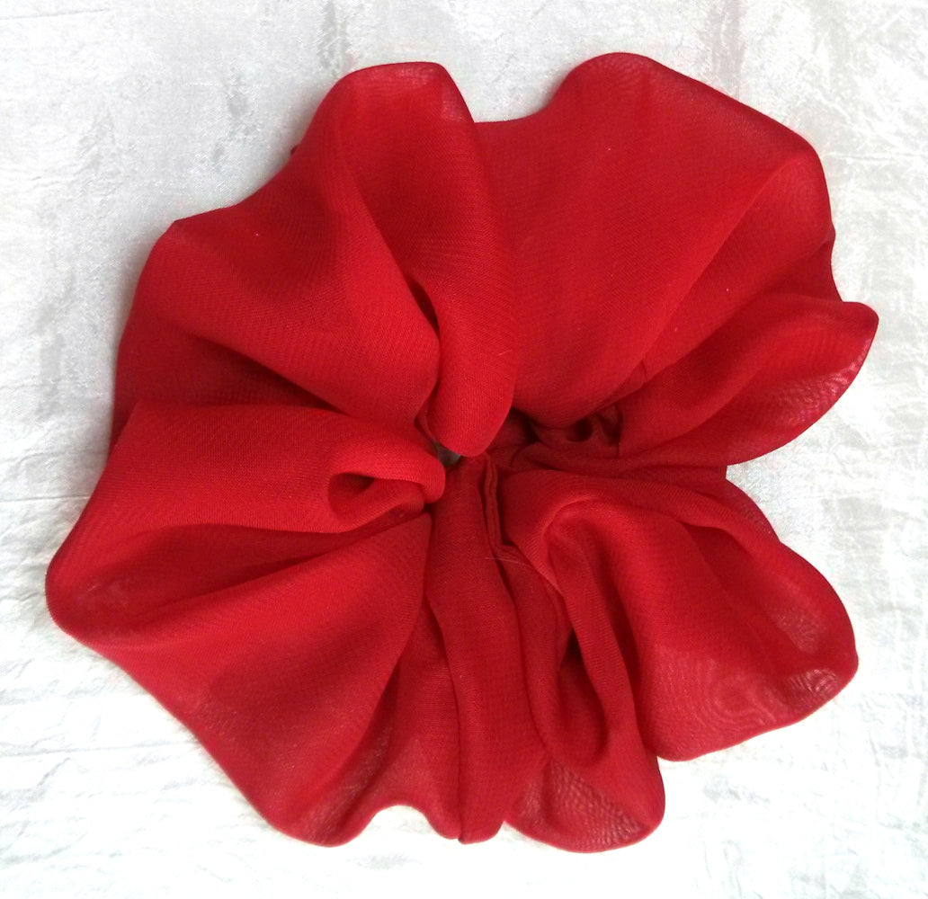 Red Chiffon Hair Scrunchy - Large