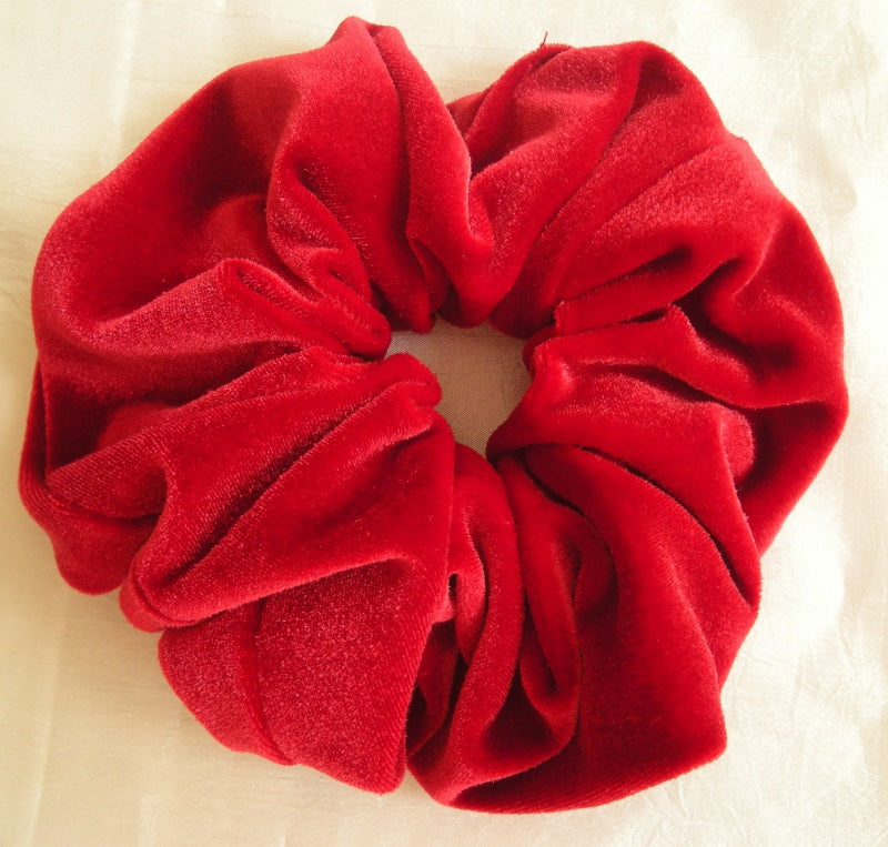 Red Velvet Scrunchy with Classic Elastic - Large