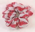 Red and White Striped Sparkly Hair Scrunchies - Regular