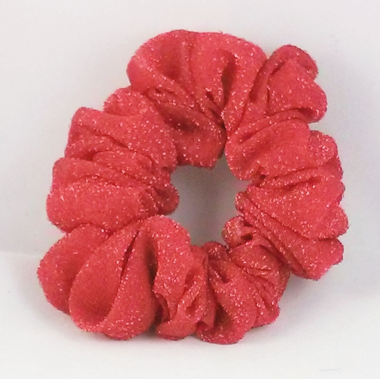 Red Glittery Stretch Ponytail Holder - Full