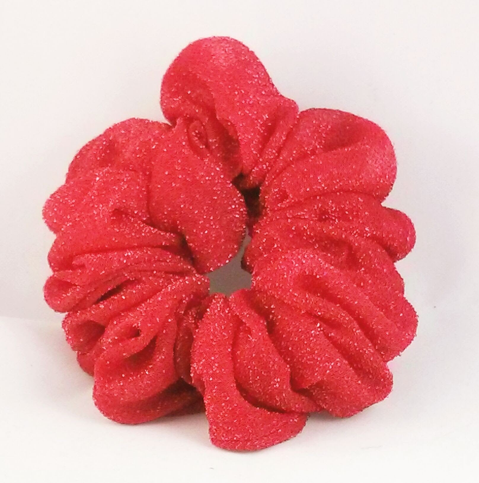 Red Glittery Stretch Ponytail Holder - Jumbo