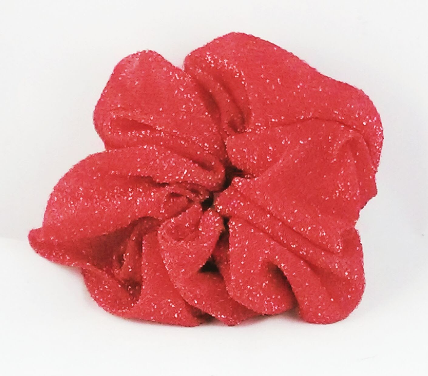 Red Glittery Stretch Ponytail Holder - Large