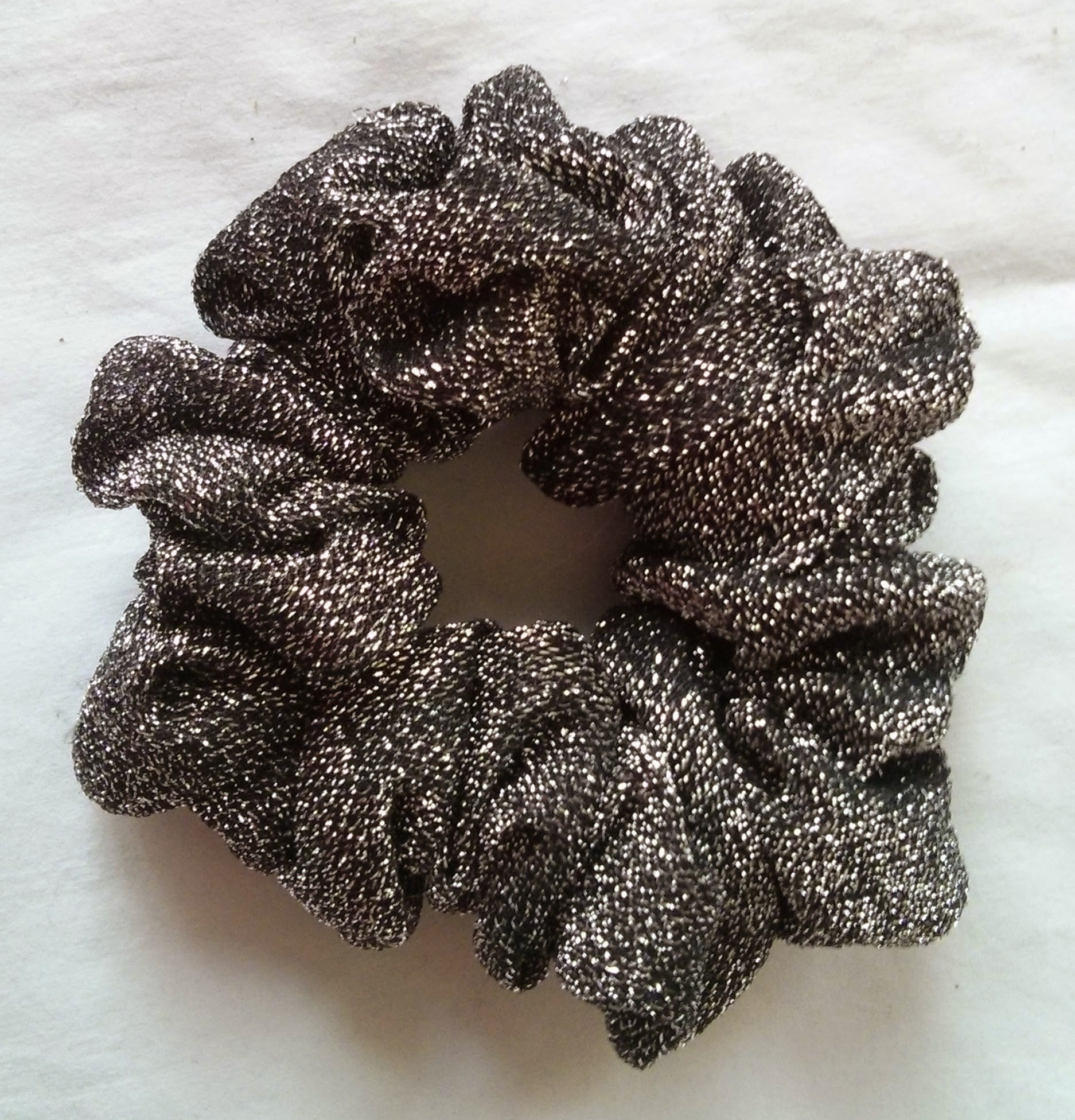 Black and Silver Sparkly Hair Scrunchies - Full