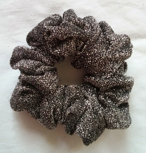 Black and Silver Sparkly Hair Scrunchies - Full