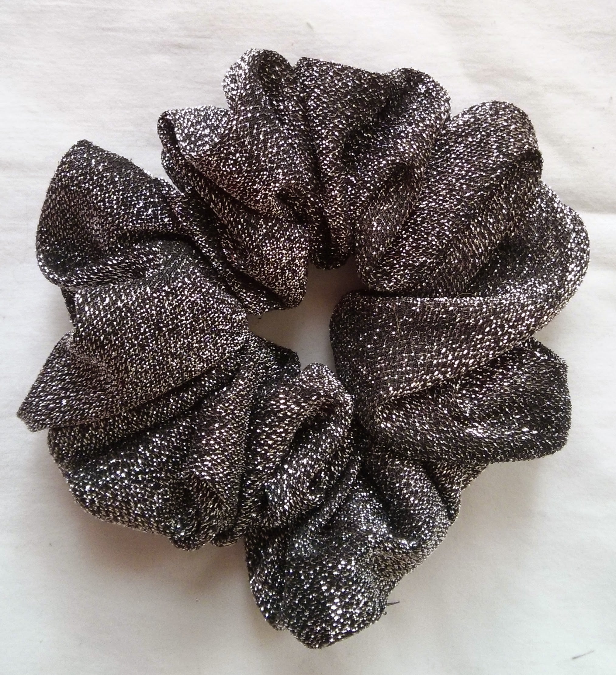 Black and Silver Sparkly Hair Scrunchies - Jumbo