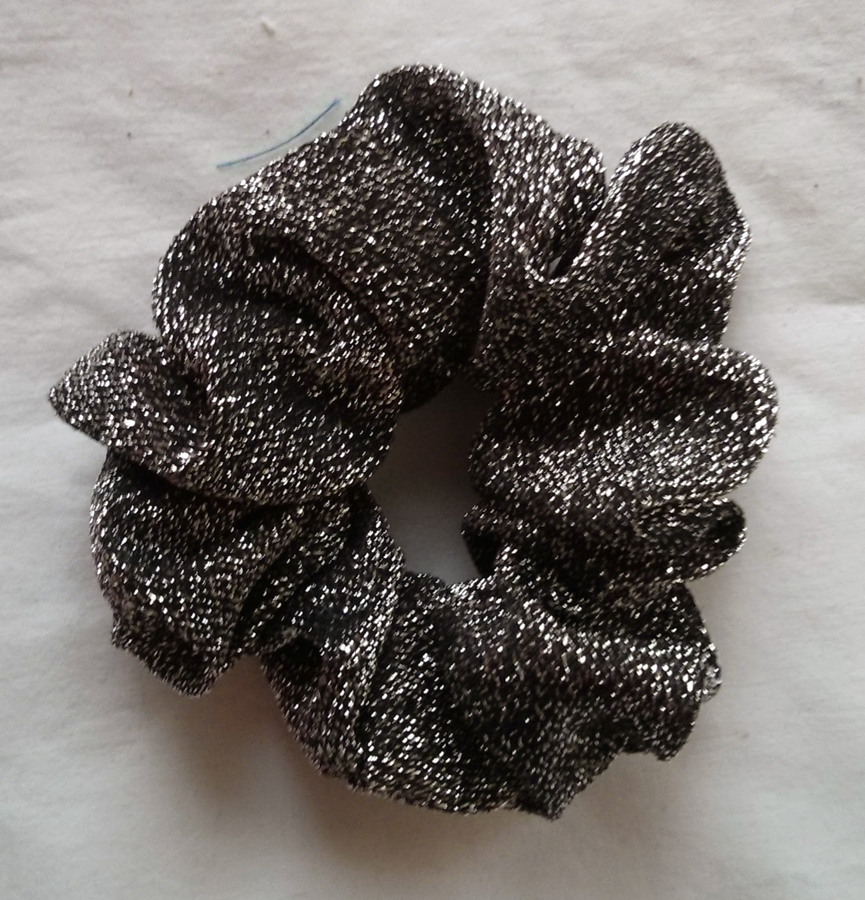 Black and Silver Sparkly Hair Scrunchies - Regular
