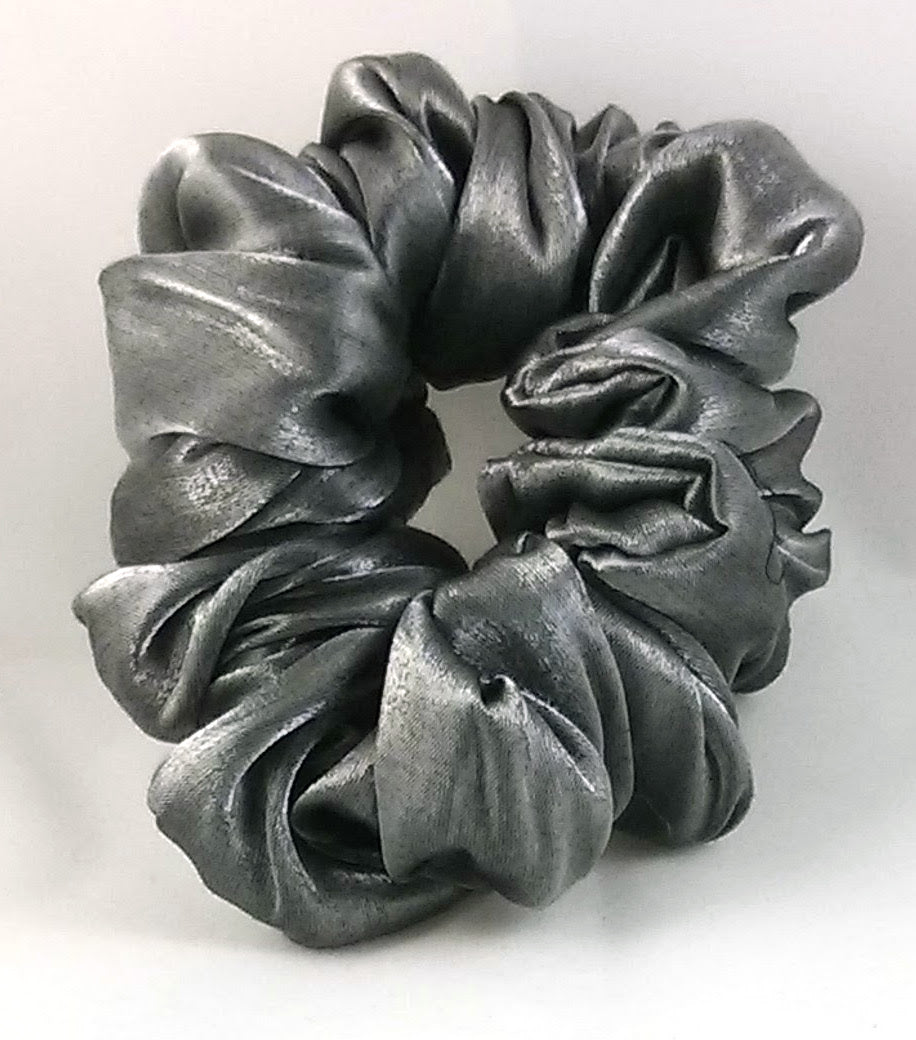 Shimmer Silver/Black Hair Scrunchies - Full