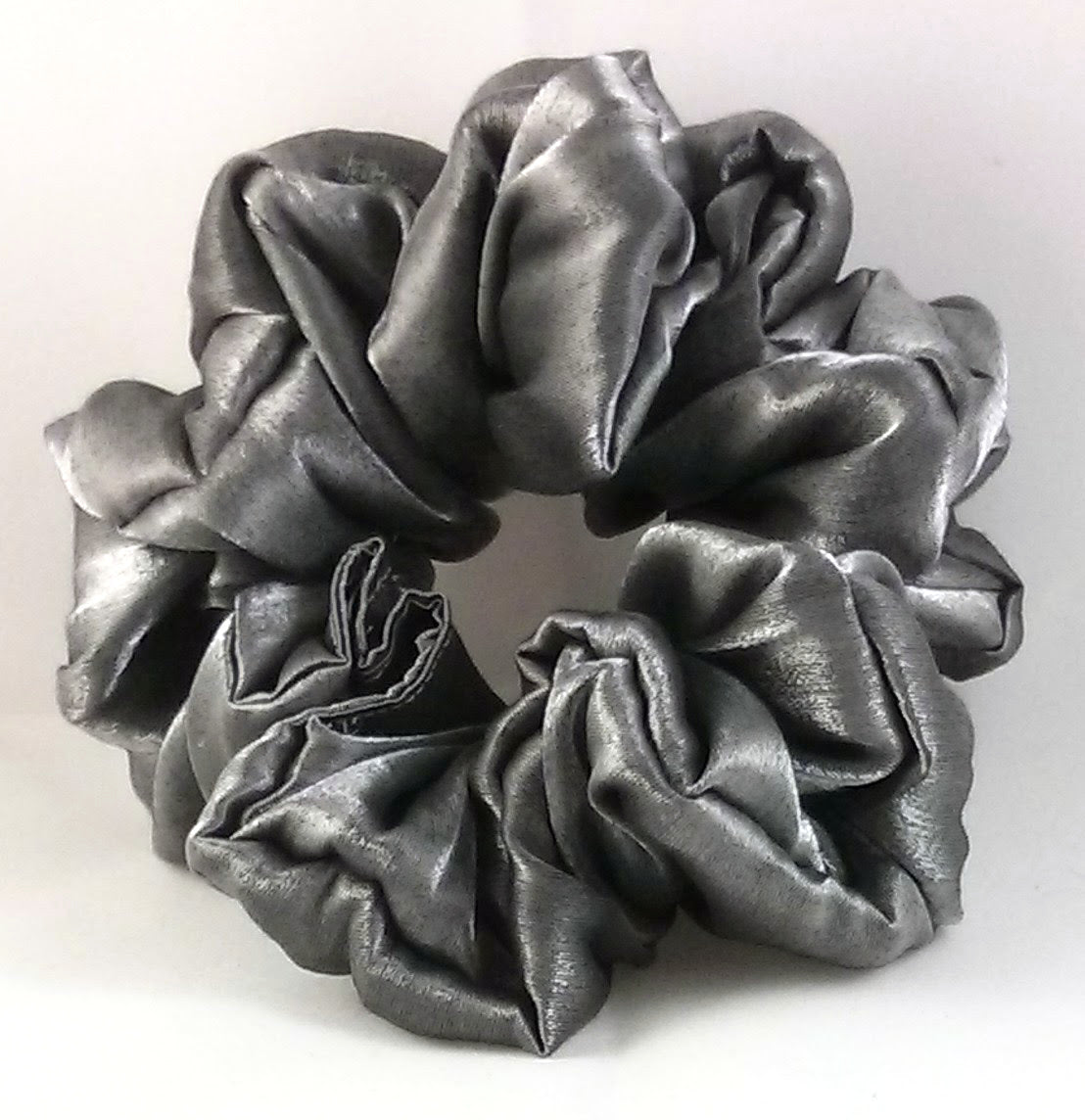 Shimmer Silver/Black Hair Scrunchies - Jumbo