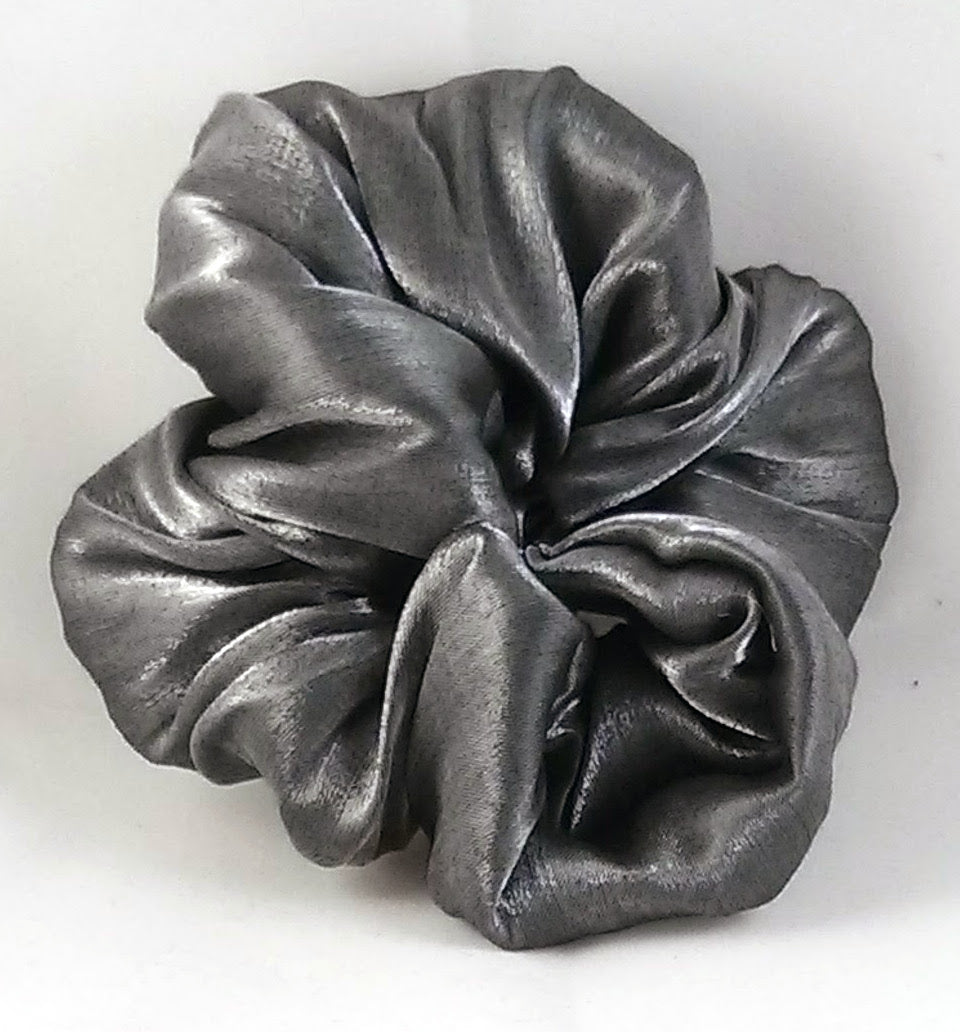 Shimmer Silver/Black Hair Scrunchies - Large