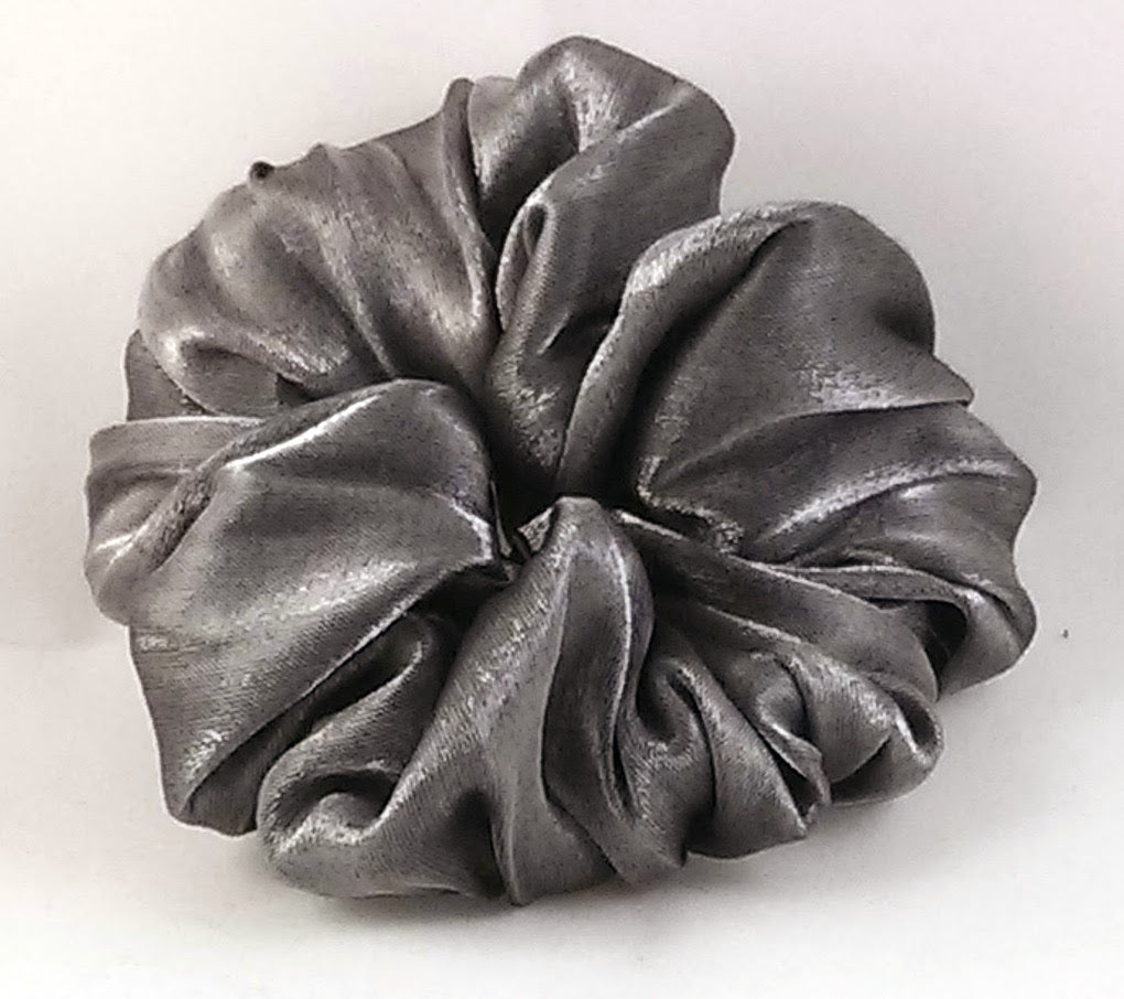 Shimmer Silver/Black Hair Scrunchies - Regular