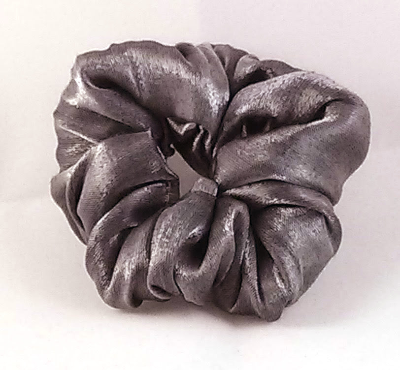 Shimmer Silver/Black Hair Scrunchies - Small