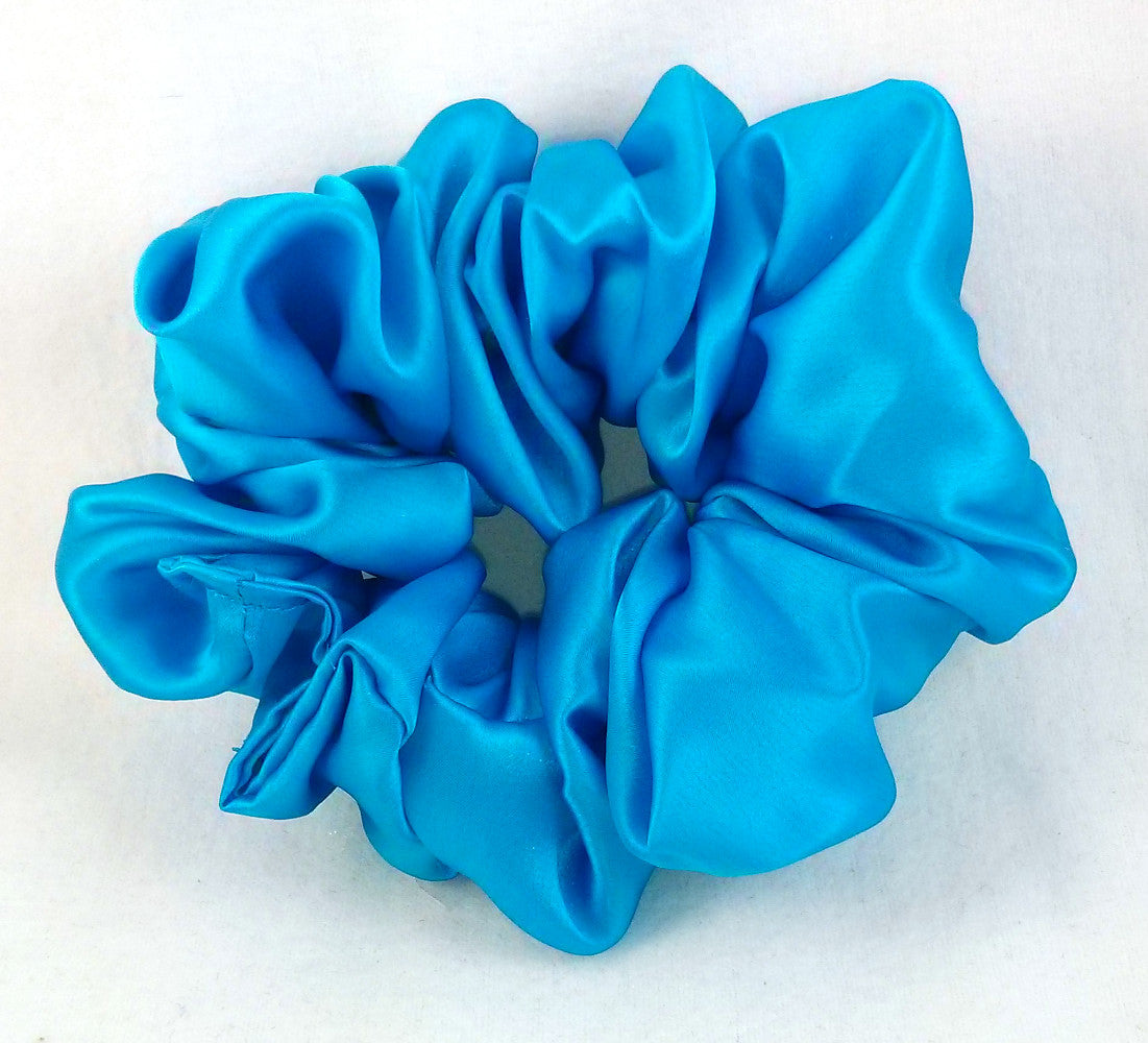 Turquoise Silk Charmeuse Scrunchy - Full