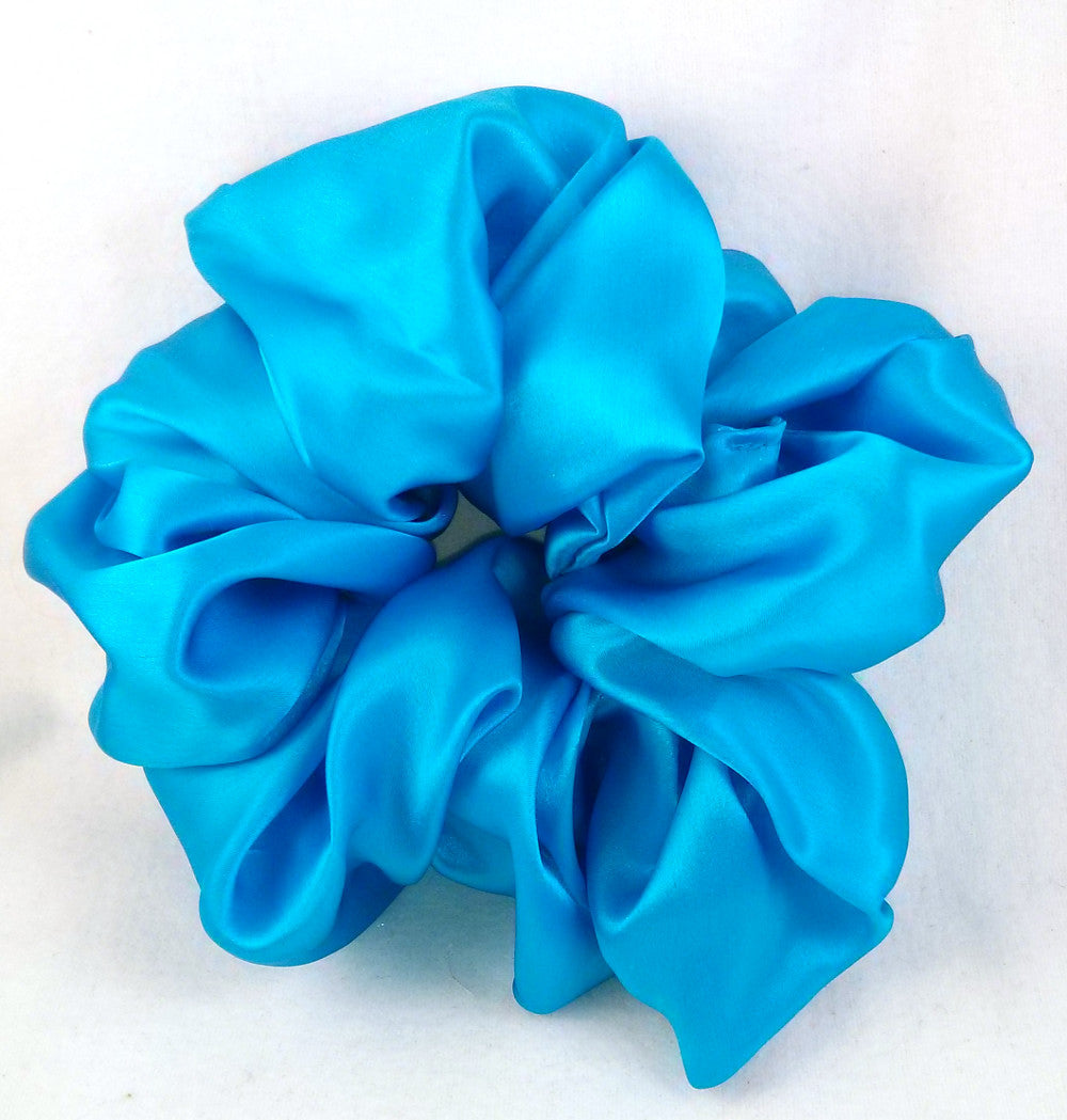 Turquoise Silk Charmeuse Scrunchy - Jumbo