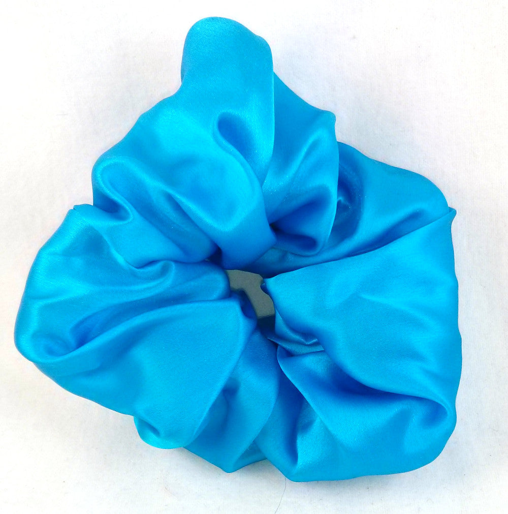 Turquoise Silk Charmeuse Scrunchy - Large