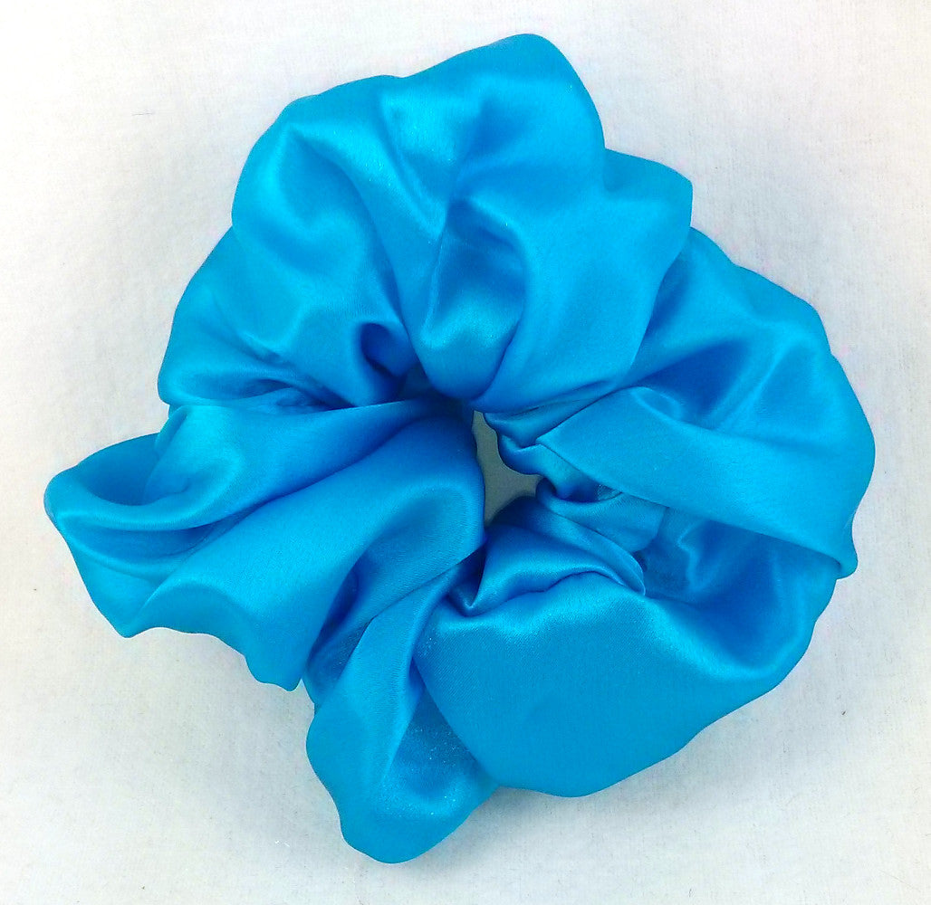 Turquoise Silk Charmeuse Scrunchy - Regular