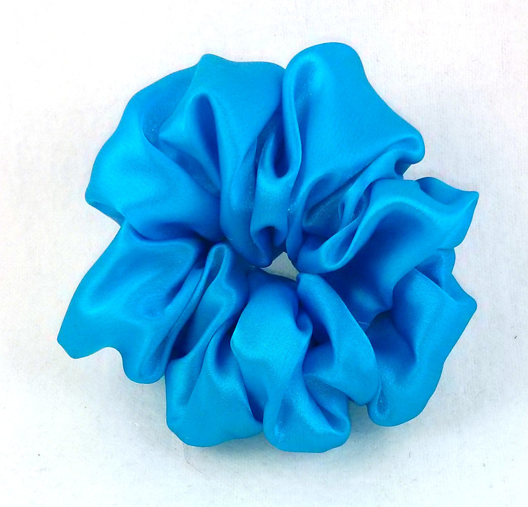 Turquoise Silk Charmeuse Scrunchy - Small