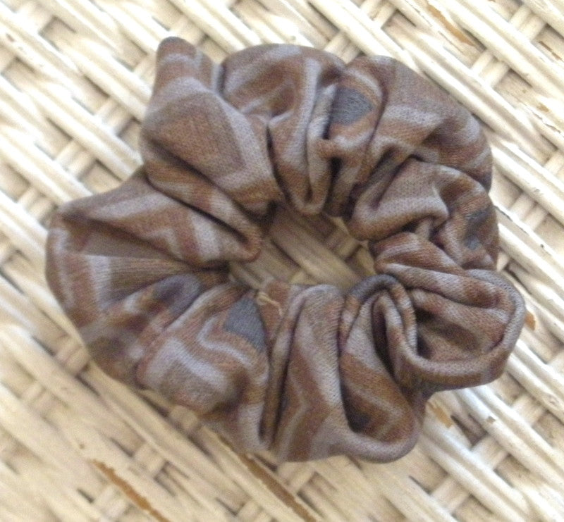 Taupe and Gray Squares Hair Scrunchies - Small