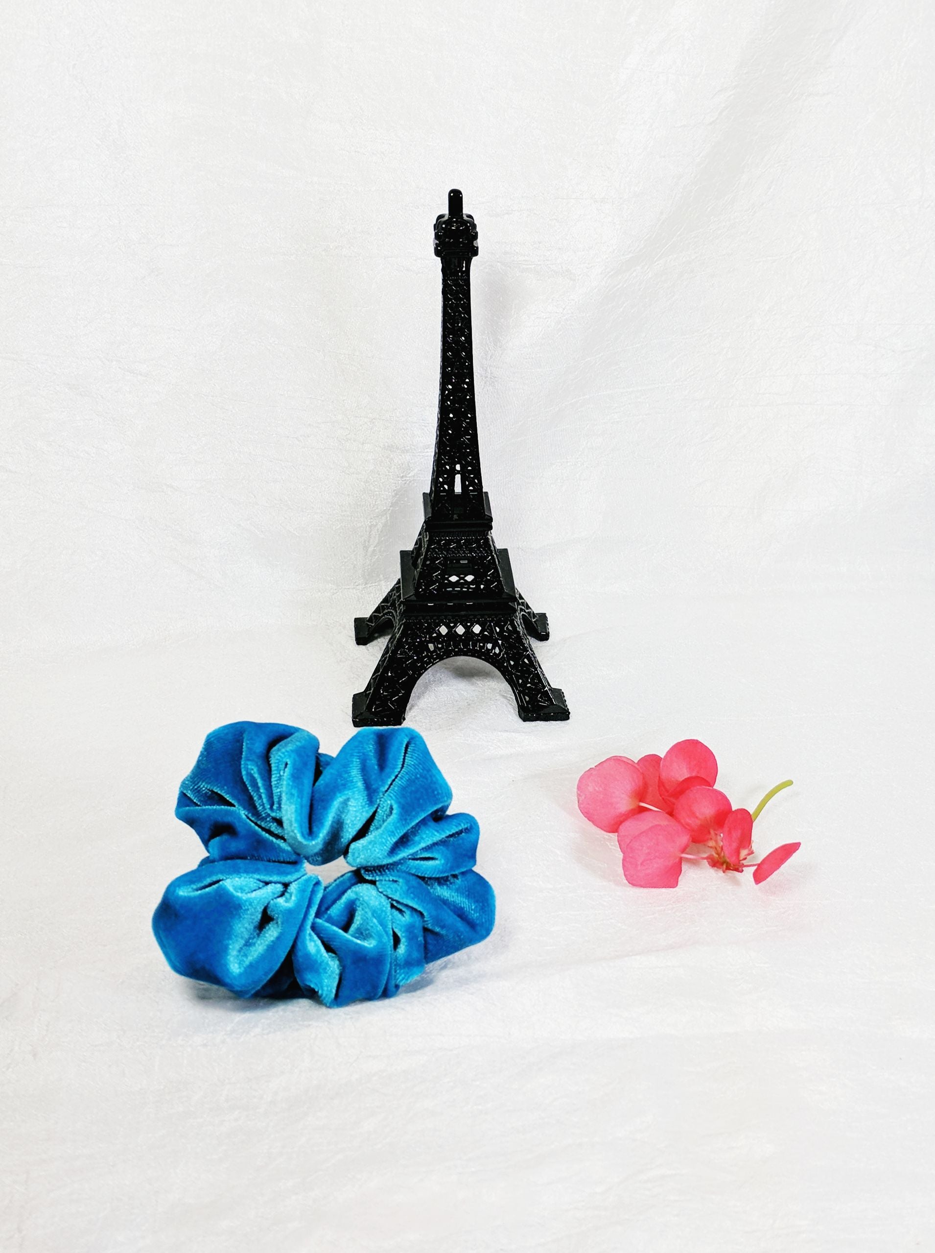 Solid Turquoise Velvet Scrunchy - Small