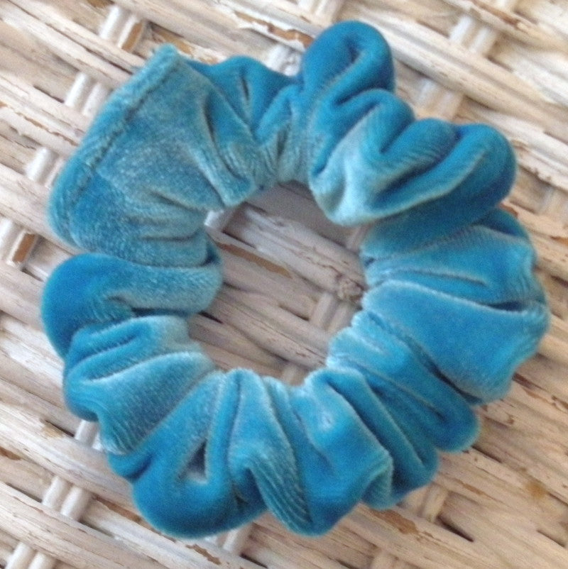 Solid Turquoise Velvet Scrunchy - Twiggy Scrunchies