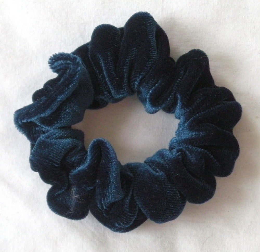 Teal Blue Velvet Hair Scrunchy - Twiggy Scrunchies