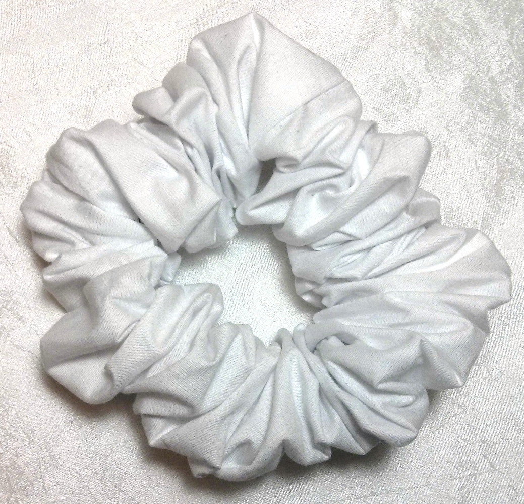 Crisp White Cotton Hair Scrunchy - Full