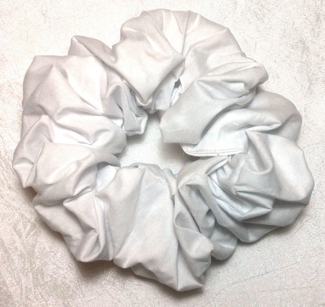 Crisp White Cotton Hair Scrunchy - Jumbo