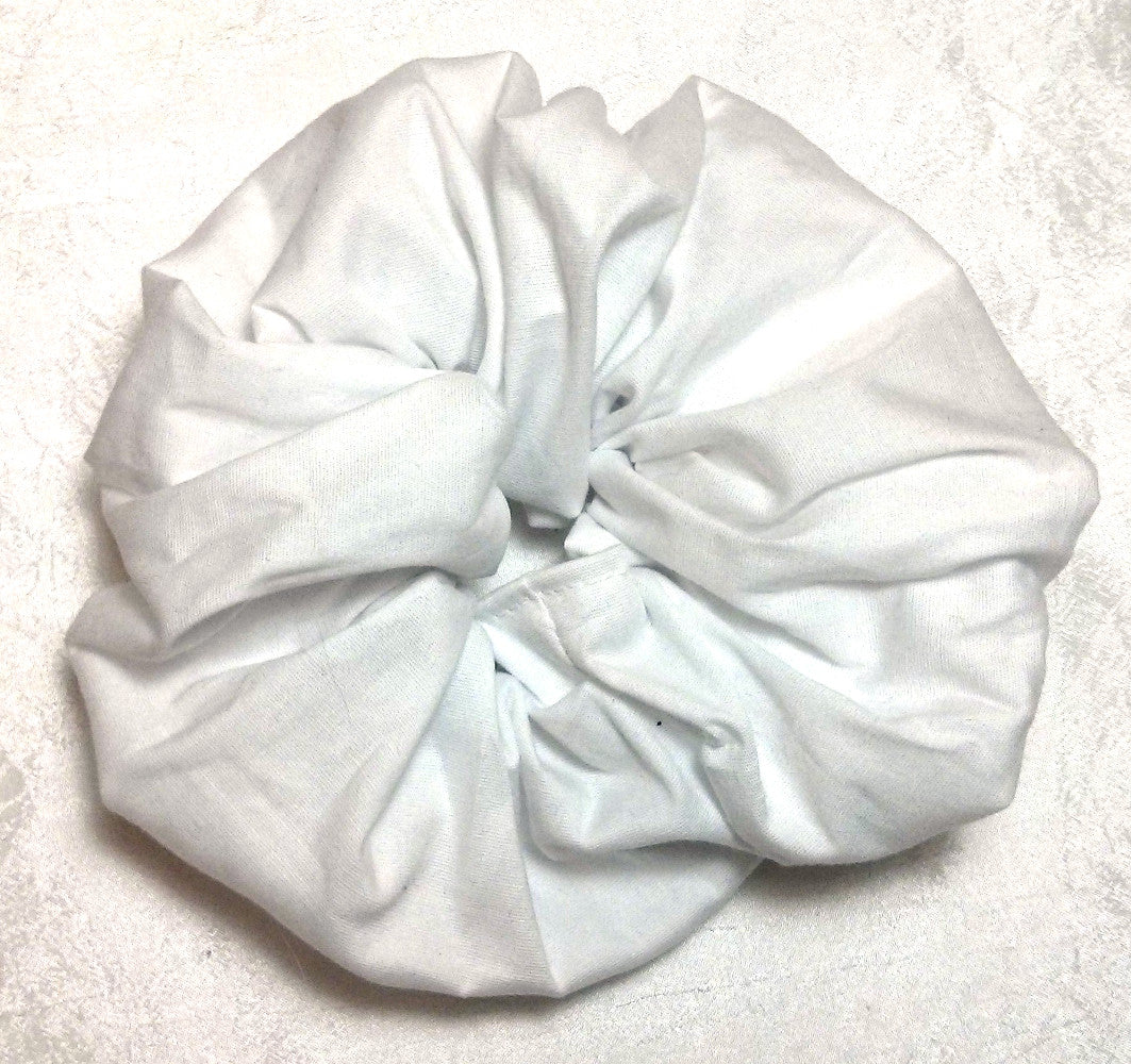 Crisp White Cotton Hair Scrunchy - Large