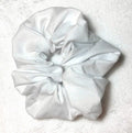 Crisp White Cotton Hair Scrunchy - Regular