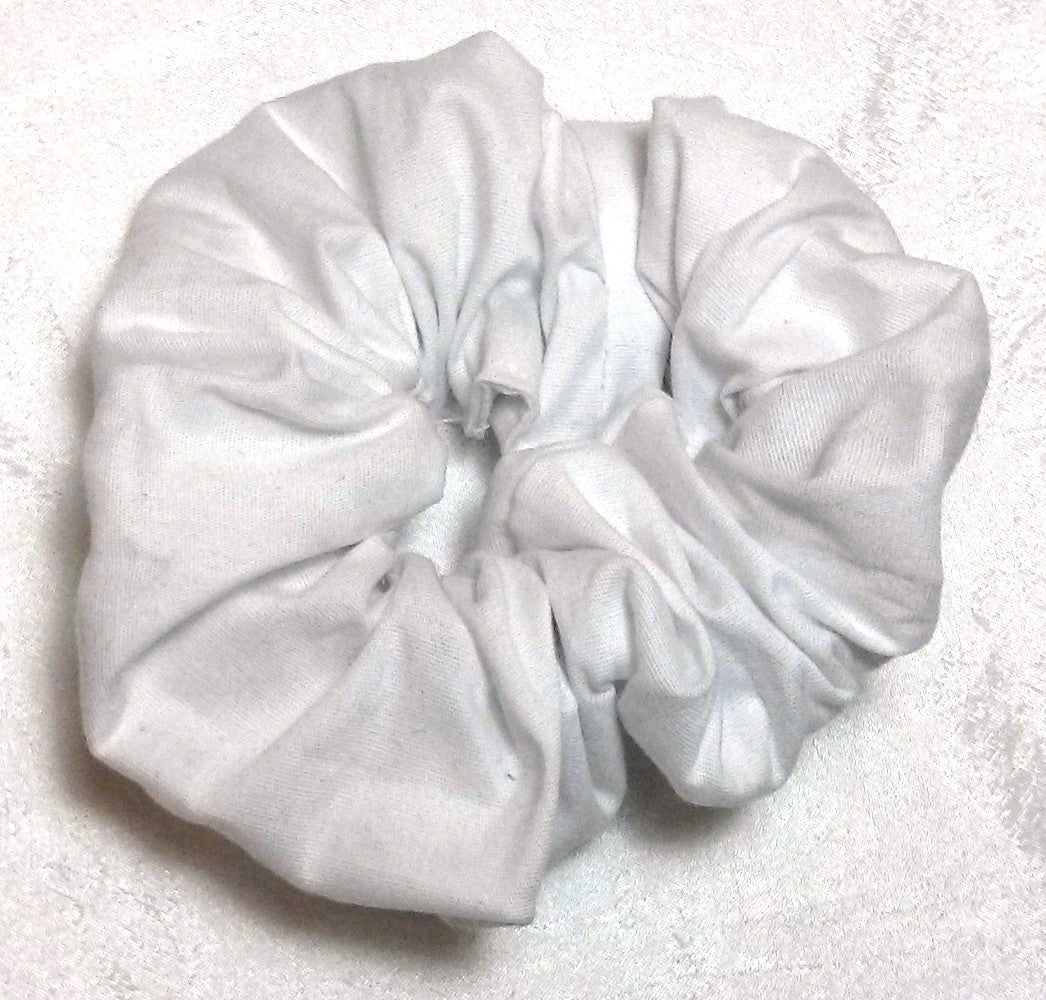 Crisp White Cotton Hair Scrunchy - Small
