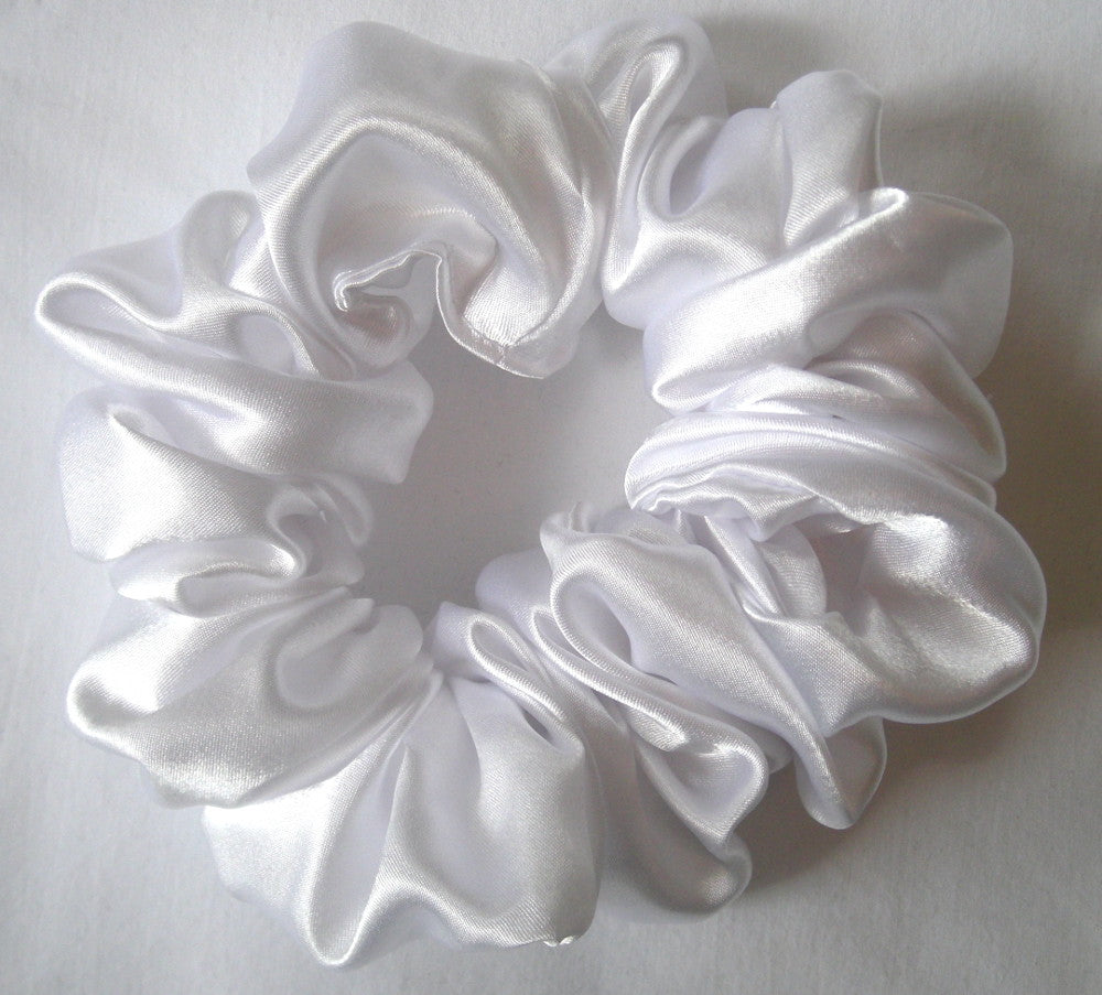 White Satin Charmeuse Scrunchy - Full