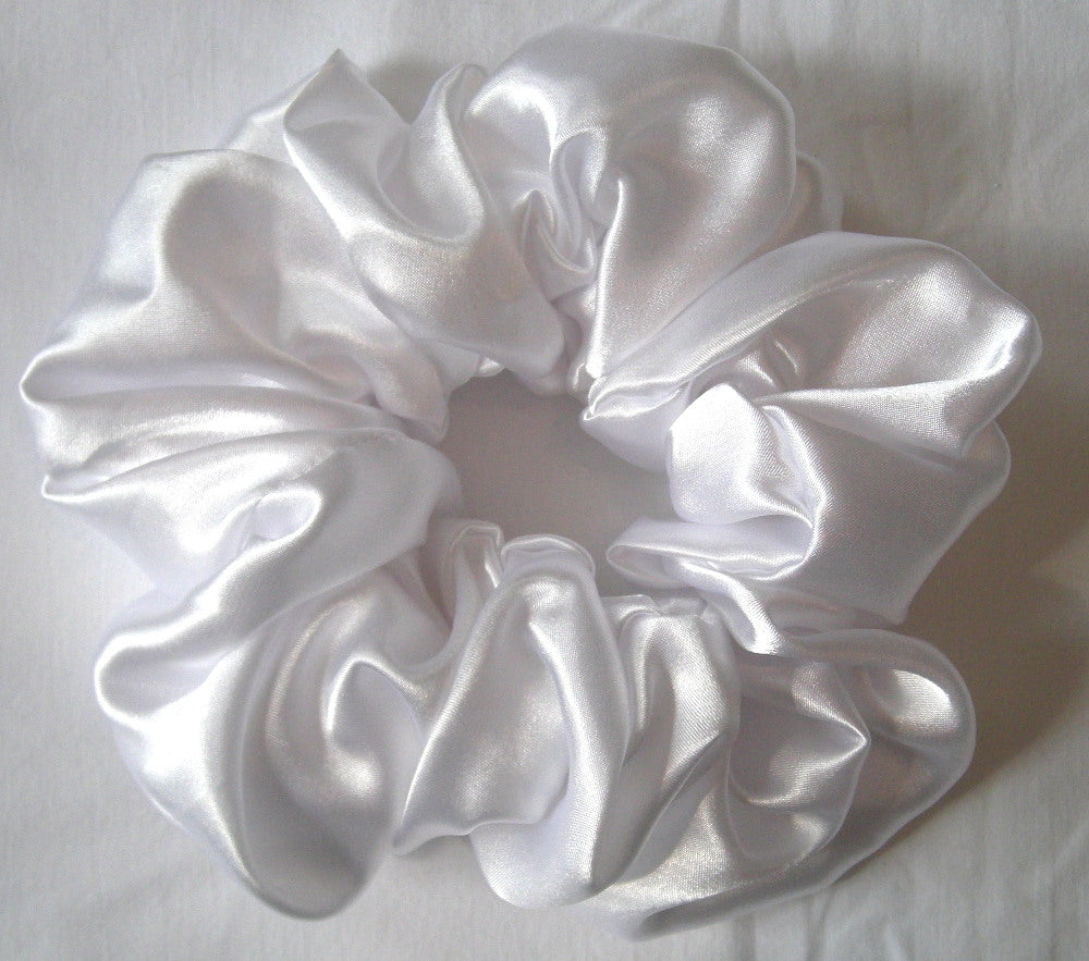 White Satin Charmeuse Scrunchy - Jumbo