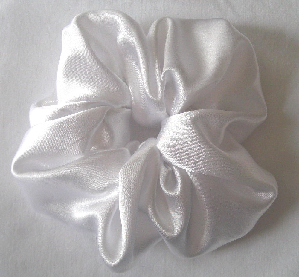 White Satin Charmeuse Scrunchy - Large
