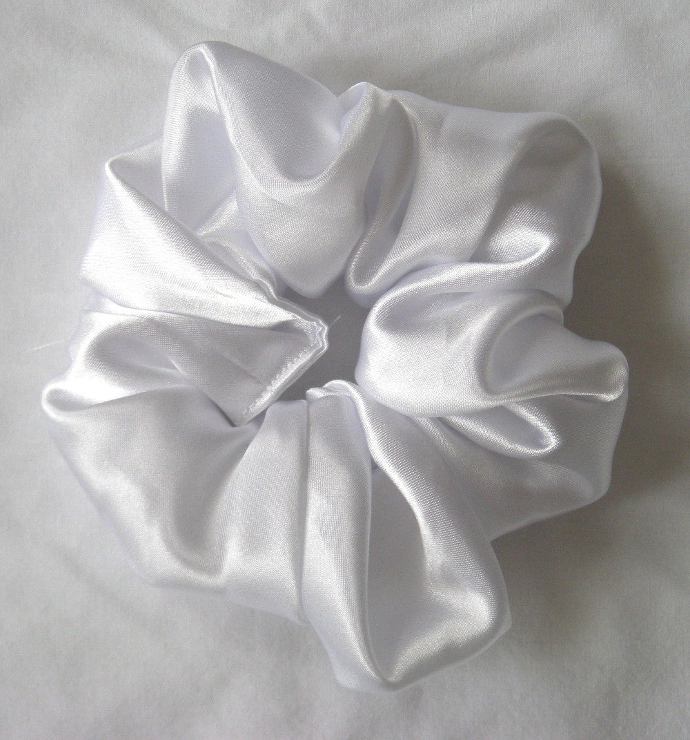 White Satin Charmeuse Scrunchy - Regular