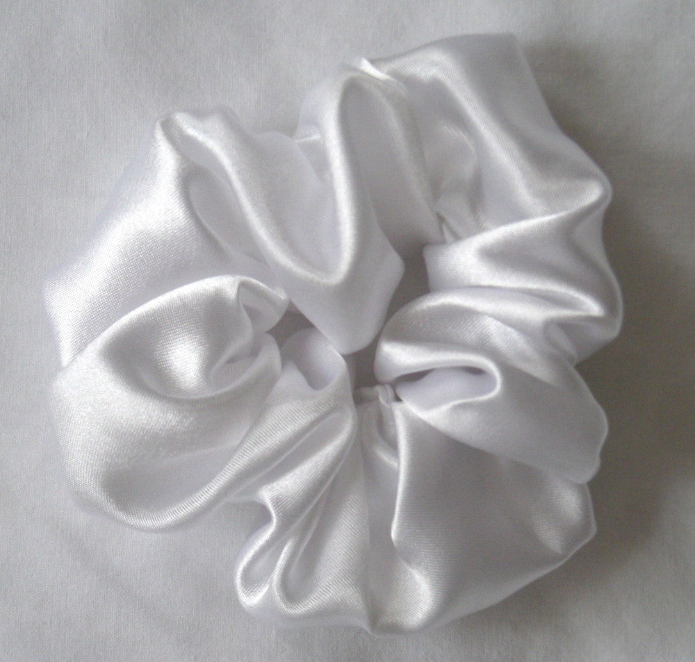 White Satin Charmeuse Scrunchy - Small
