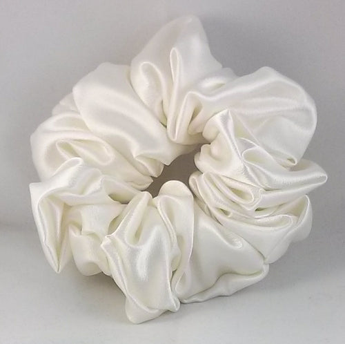 Biscuit White Satin Scrunchy - Jumbo