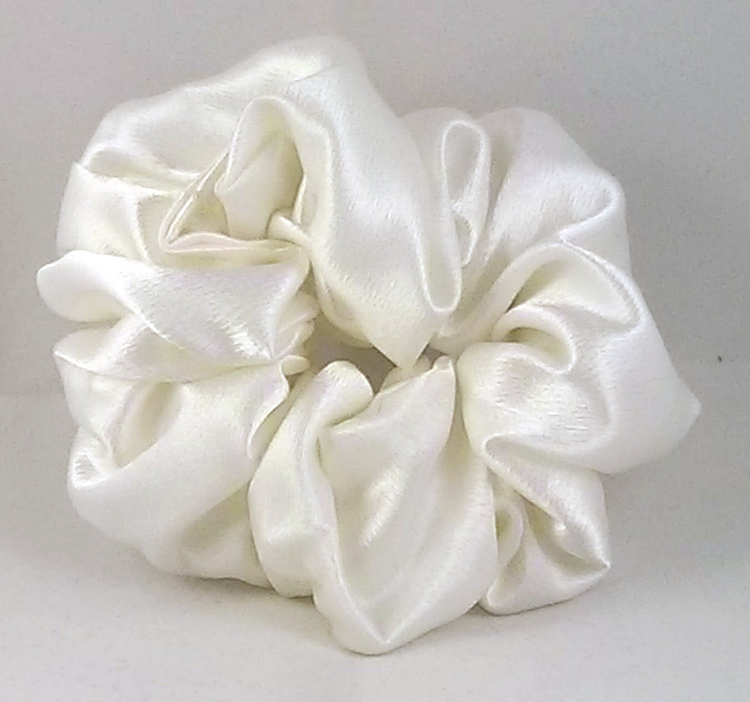 Biscuit White Satin Scrunchy - Regular
